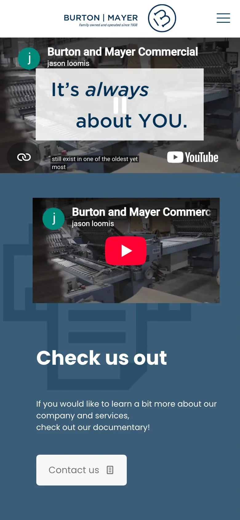 Burton & Mayer website on an iPhone