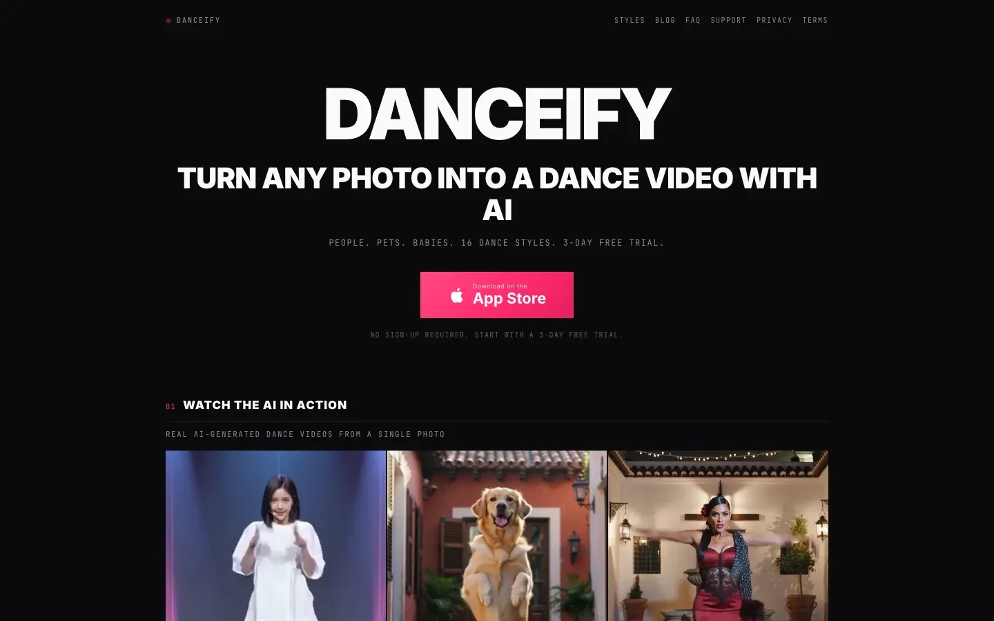 Danceify website on a laptop