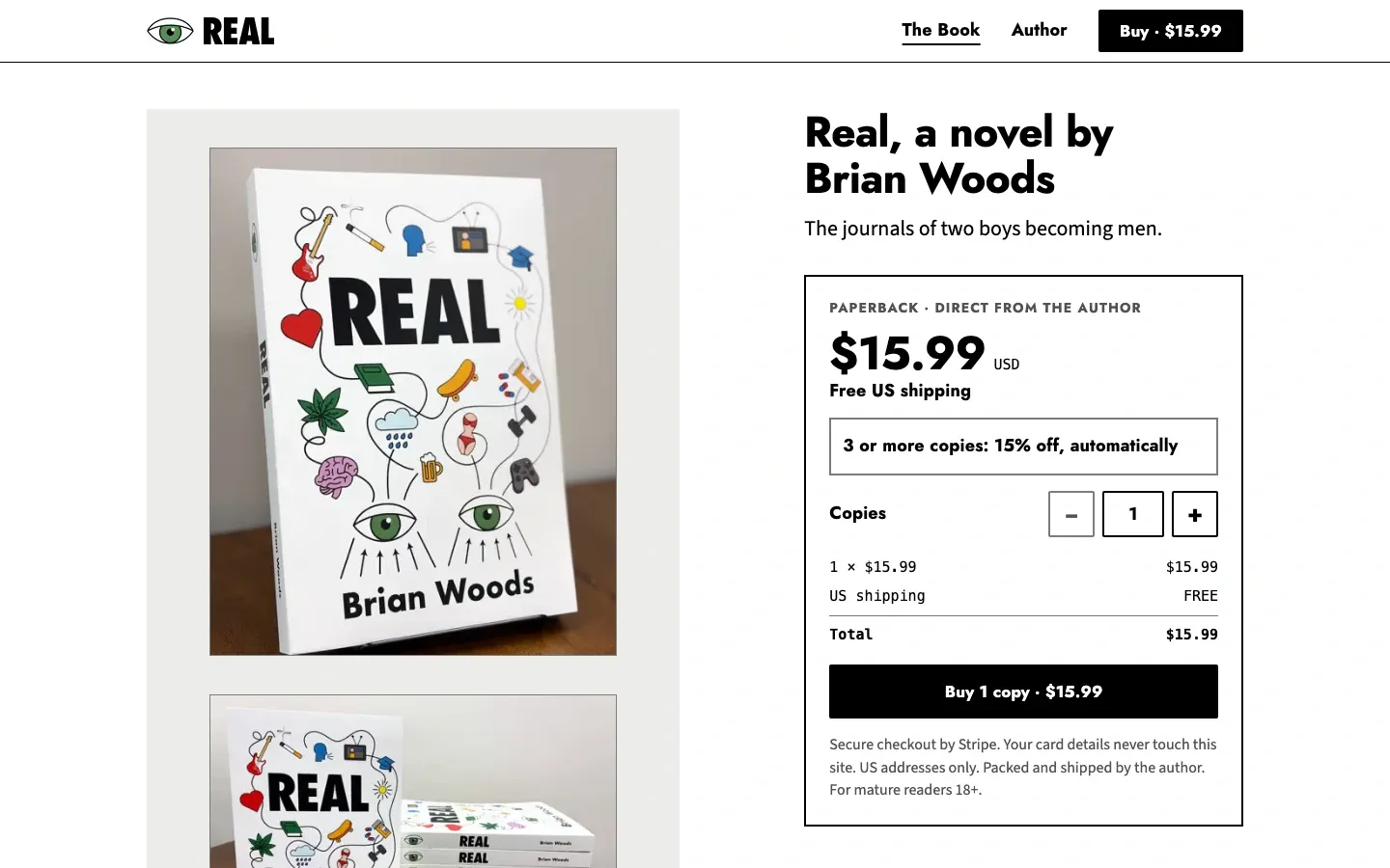 Real by Brian Woods website on a laptop